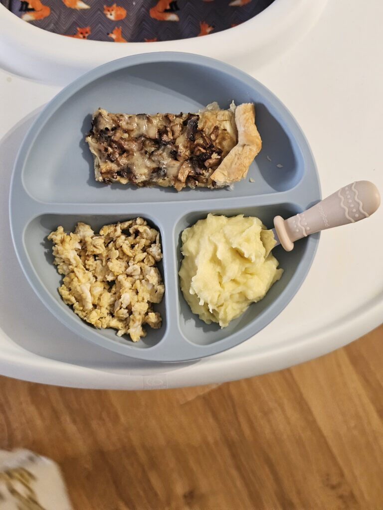 assiette repas bebe DME tarte fine champignon